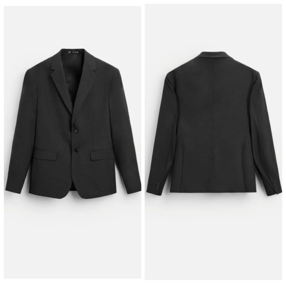 New Zara Comfort Slim Fit Lapel Collar Button Front Anthracite Grey Suit Blazer